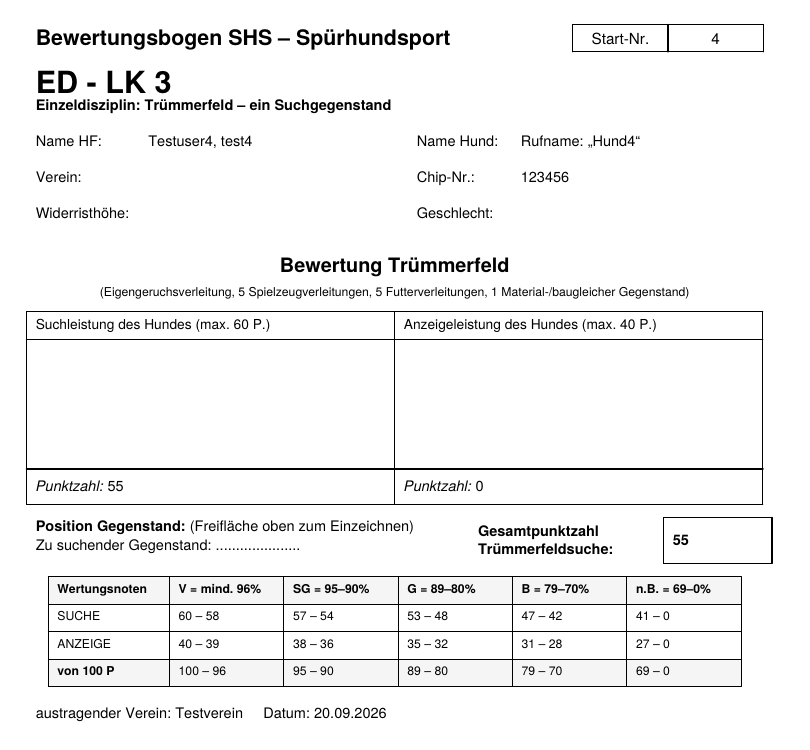 Automatisch erzeugter Bewertungsbogen (ED, Leistungsklasse 3, Trümmerfeld)